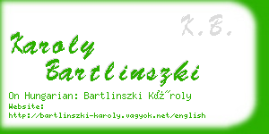 karoly bartlinszki business card